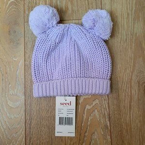 73. Seed Heritage woven beanie with pompoms.  Baby one size.